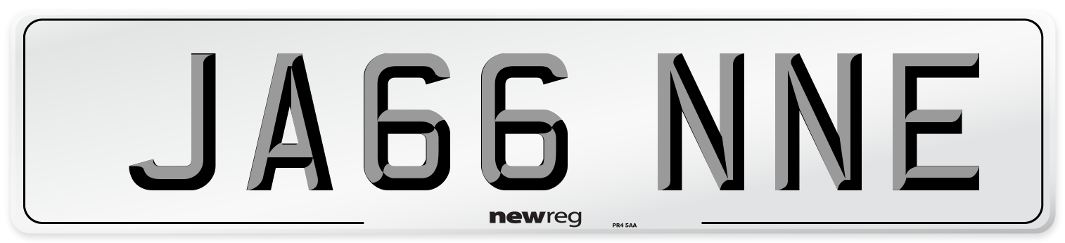JA66 NNE Number Plate from New Reg